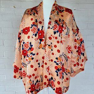 Violet & Claire Floral Kimono Style Jacket/Shirt- Large- Floral Dressing Coat
